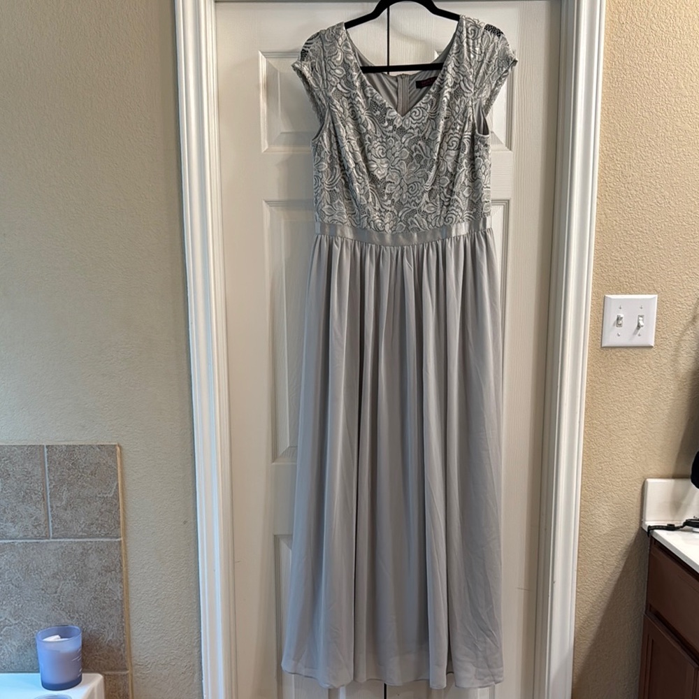 Silver Embellished Backless Gown for Weddings